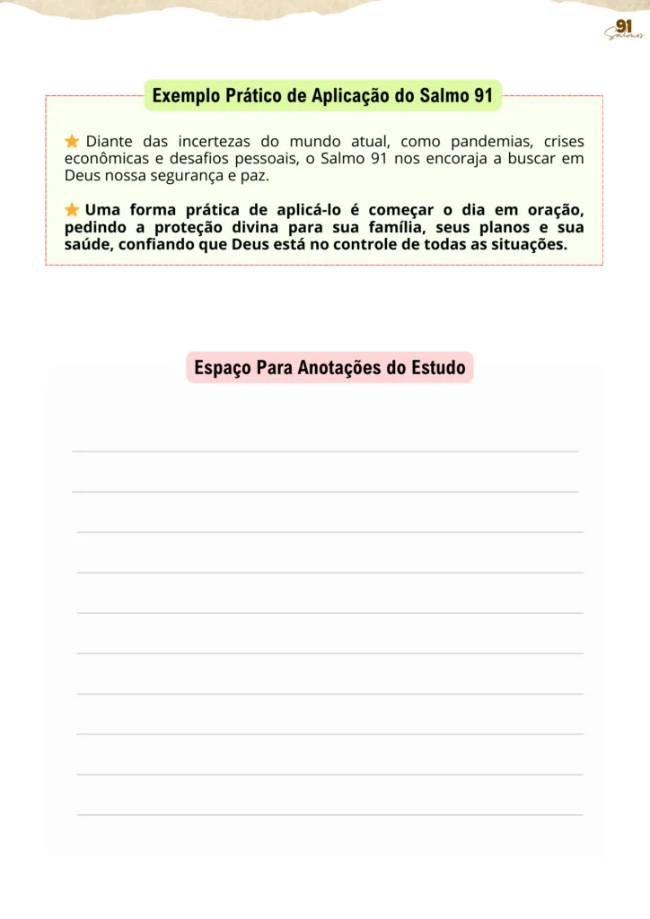 Exemplo Prático de Aplicação do Salmo 91